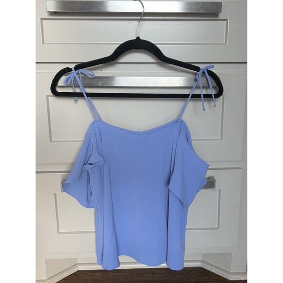 Topshop Women's Periwinkle Blue Cold Shoulder Off The Shoulder Top Size US 2 EUC - Picture 1 of 6